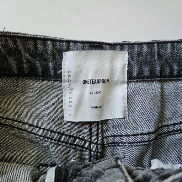 NWT ONE TEASPOON Truckers Mid Rise Straight Leg Women's 26 Opium Grey Distressed - Picture 6 of 15